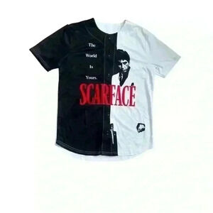 Scarface Jersey NWT Medium Coloblock Tony Montana The World Is Yours Button Up